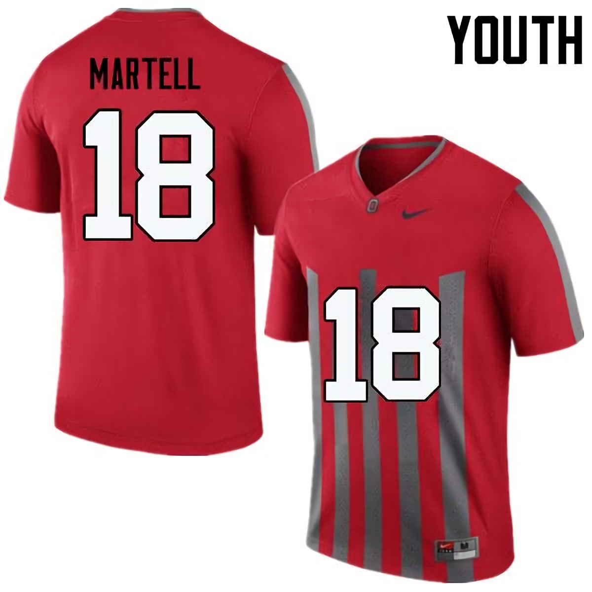 Tate Martell Ohio State Buckeyes Youth NCAA #18 Nike Throwback Red College Stitched Football Jersey CXS2856PZ
